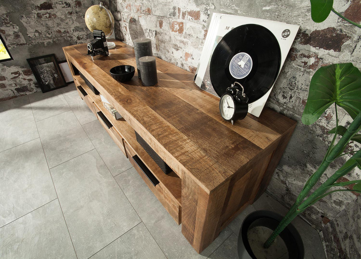 Banc TV en bois massif / 170 cm