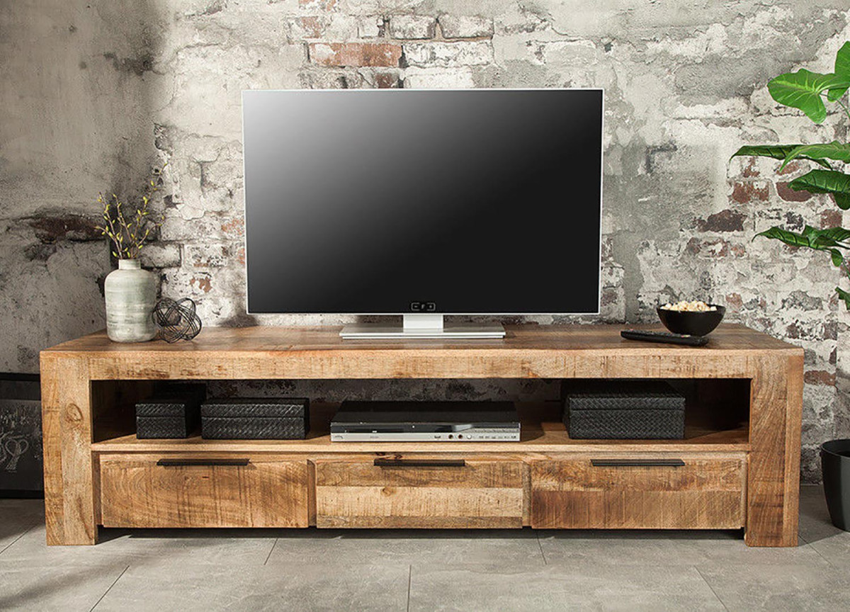 Meuble TV en bois massif / 170 cm