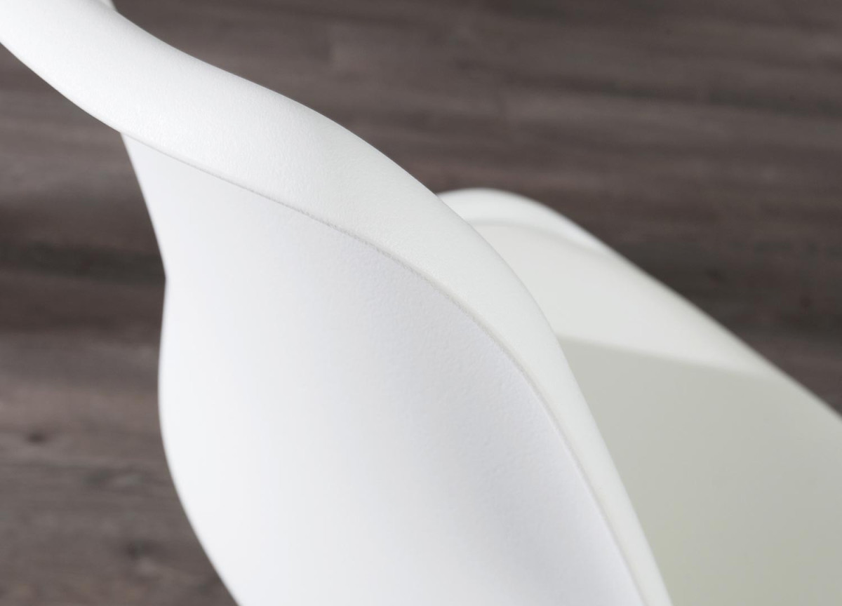 Chaise coque blanche pas cher: Pieds chromé (Lot de 4)