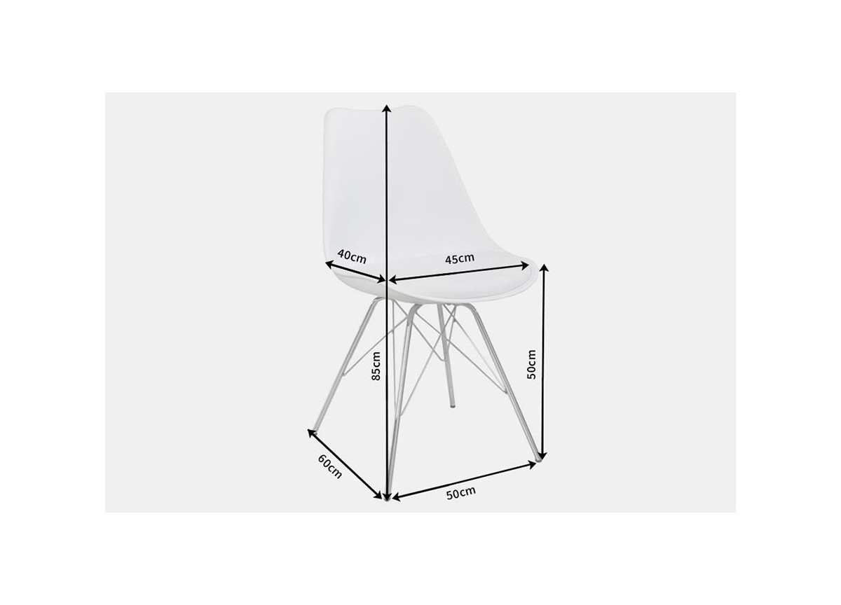 Chaise coque blanche pas cher: Pieds chromé (Lot de 4)