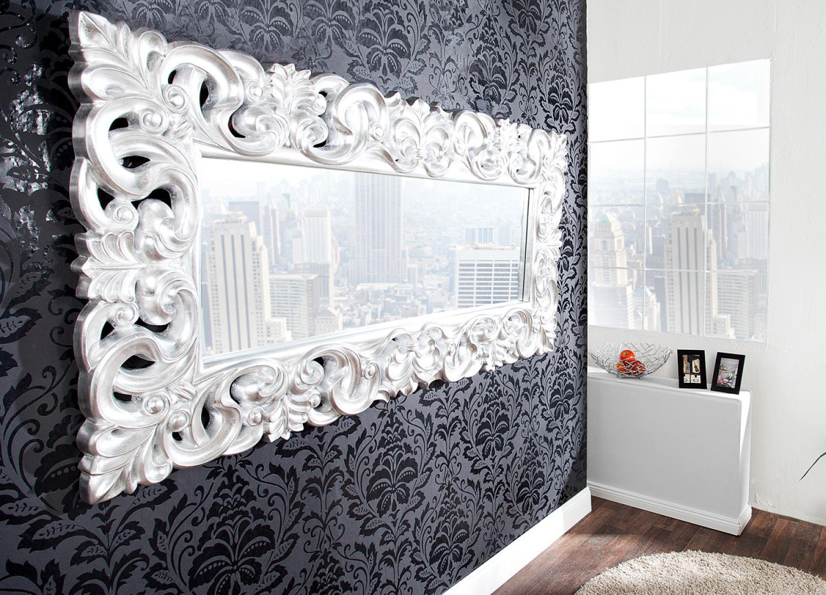 Miroir baroque argenté 180 cm