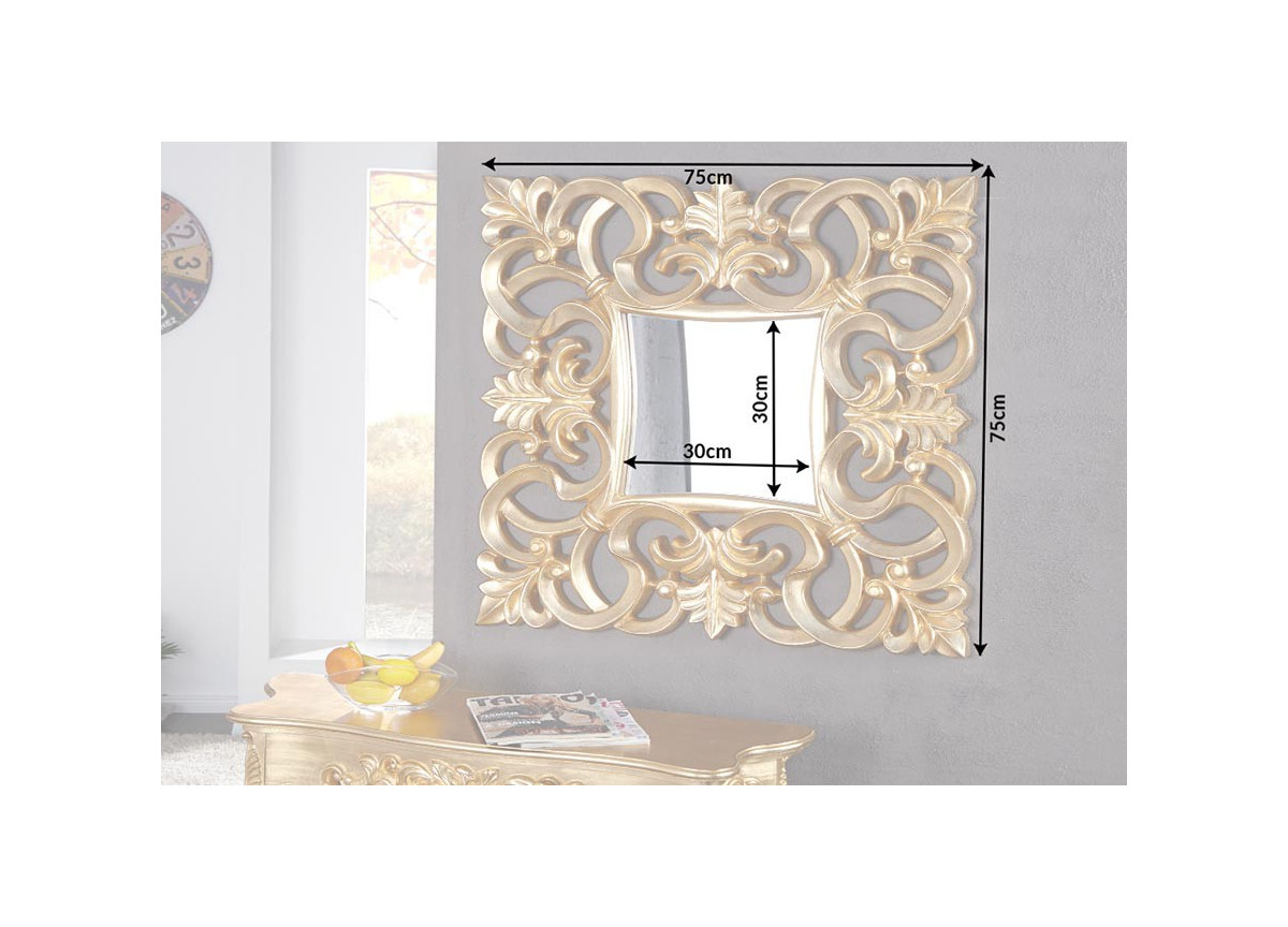 Miroir baroque carré or antique