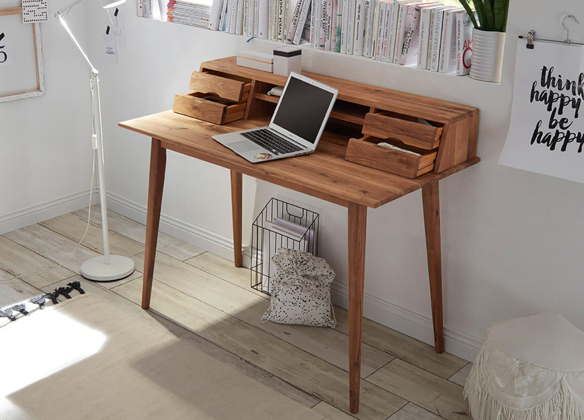 Bureau en bois de chêne avec rangement