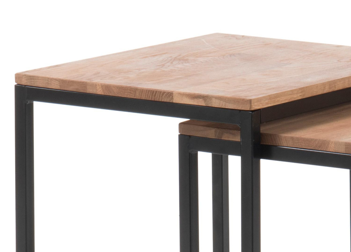 Bout de canapé carré / Bois et métal noir