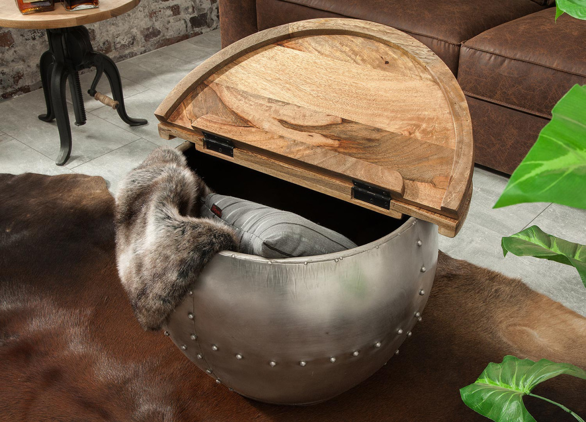 Table basse ronde originale avec rangement