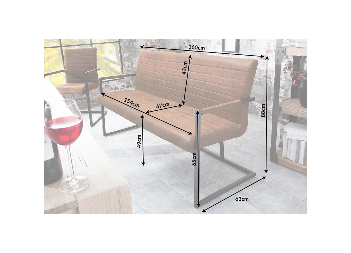 Banquette de Table Cuir Simili vieilli Marron