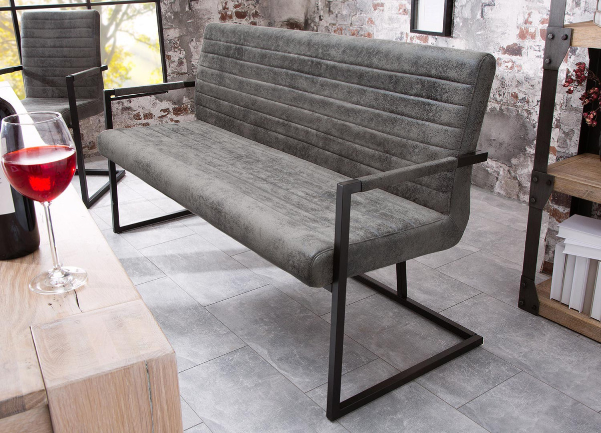 Banquette de Table Cuir Simili vieilli gris