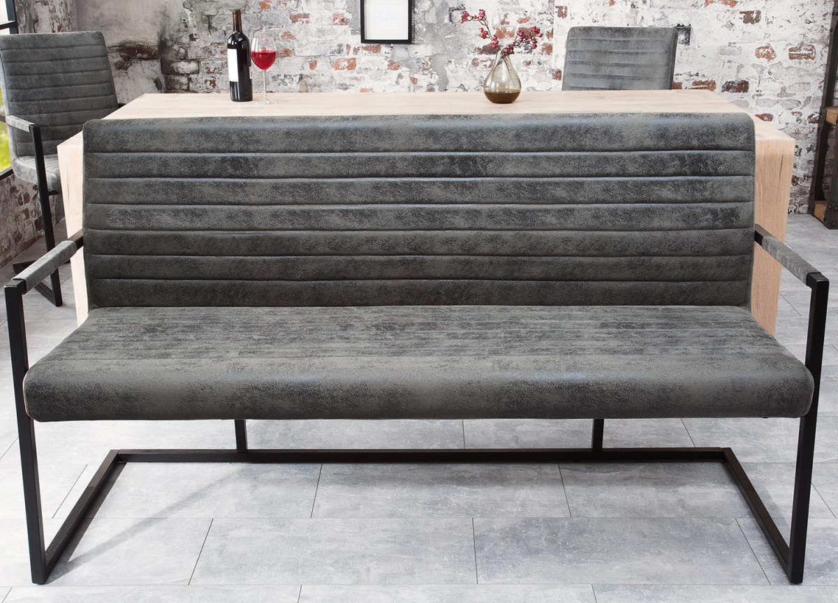 Banquette de Table Cuir Simili vieilli gris