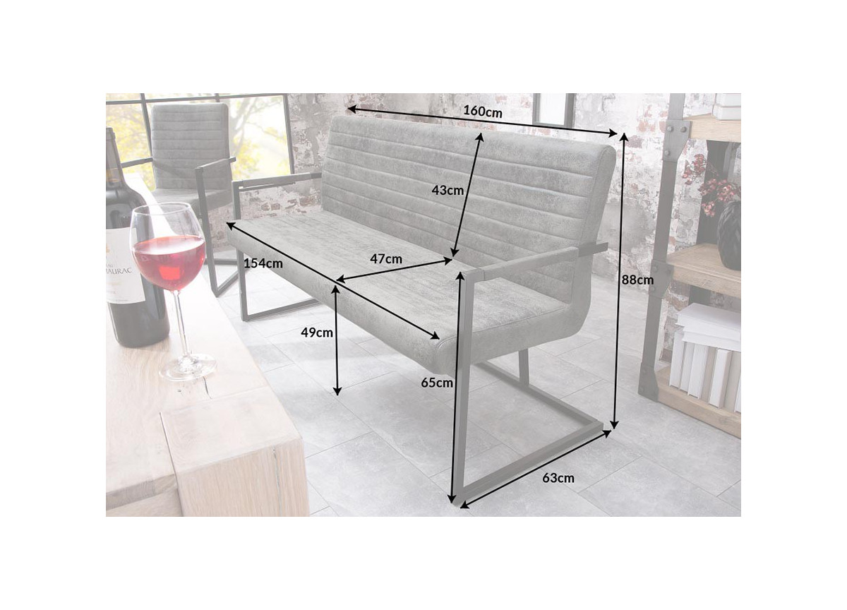 Banquette de Table Cuir Simili vieilli gris