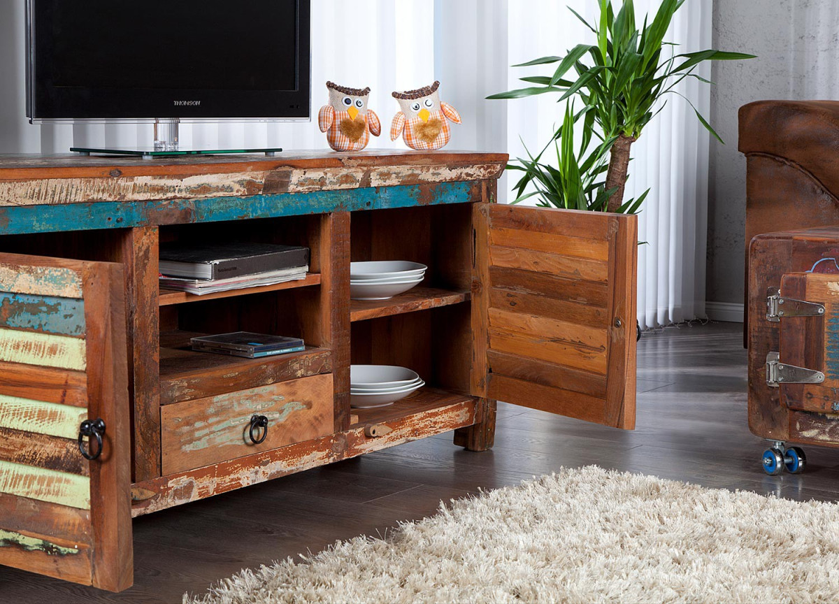 Meuble TV Shabby Chic Coloré