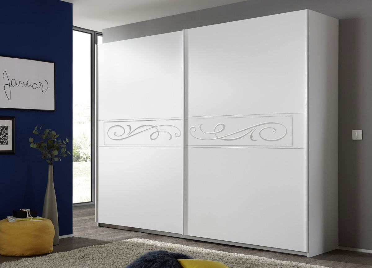 Armoire à porte coulissante blanche pour chambre adulte