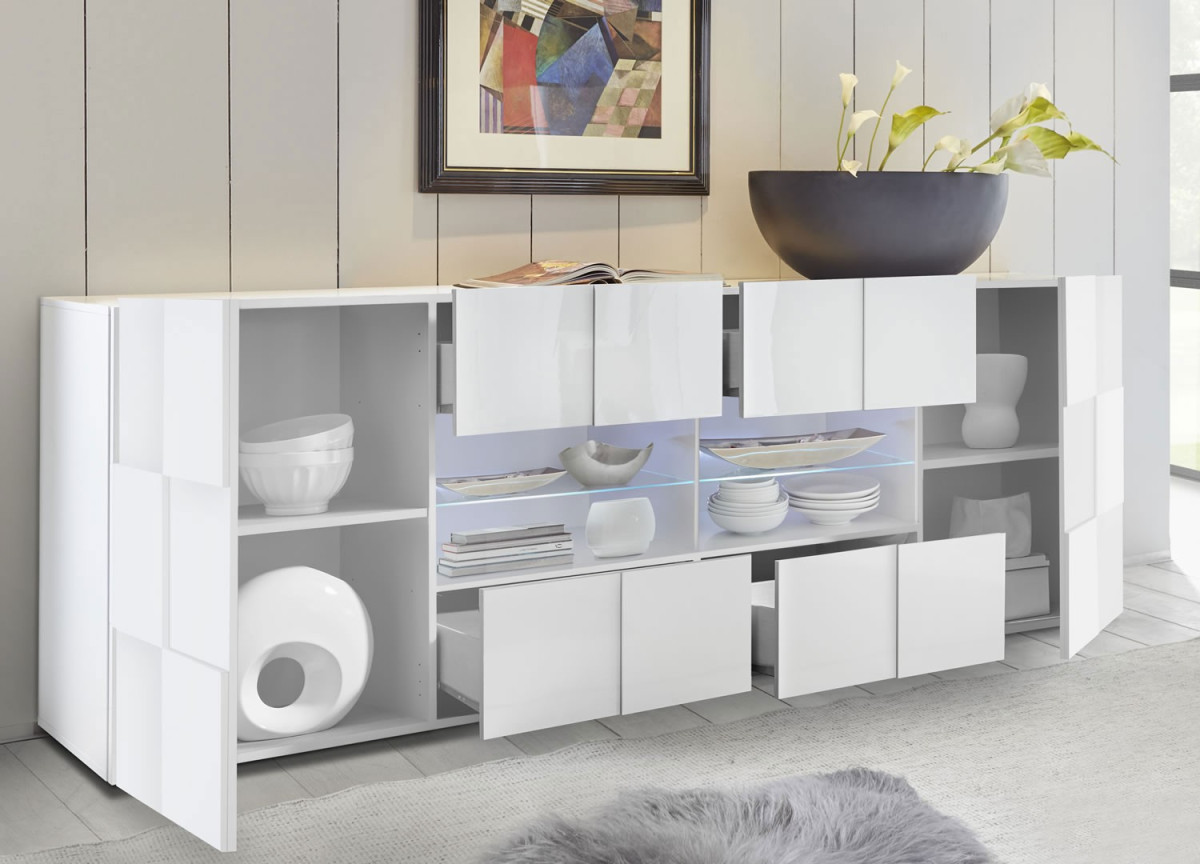 Buffet blanc laqué design 240 cm