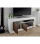 Meuble TV bas blanc et bois design
