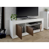 Meuble TV bas blanc et bois design