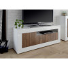 Meuble TV bas blanc et bois design