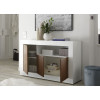 Buffet de salon, séjour blanc laqué et bois