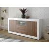 Buffet de salon, séjour blanc laqué et bois 184 cm