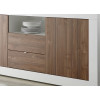 Buffet de salon, séjour blanc laqué et bois 184 cm