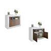 Salon complet blanc / bois - Meuble TV, commode, bibliothèque étagère