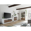 Salon complet blanc / bois - Meuble TV, commode, bibliothèque étagère