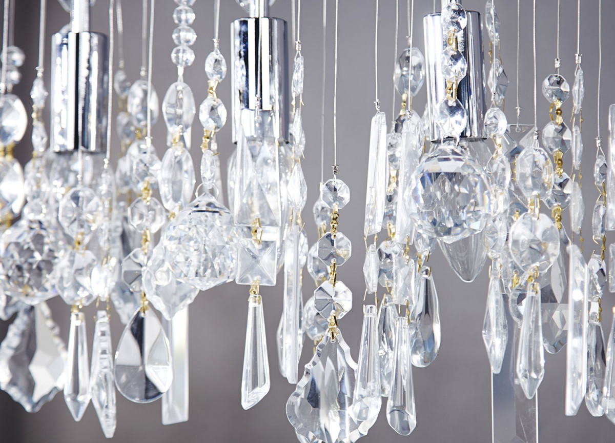 Luminaire suspendu réglable - Cristal & métal chromé