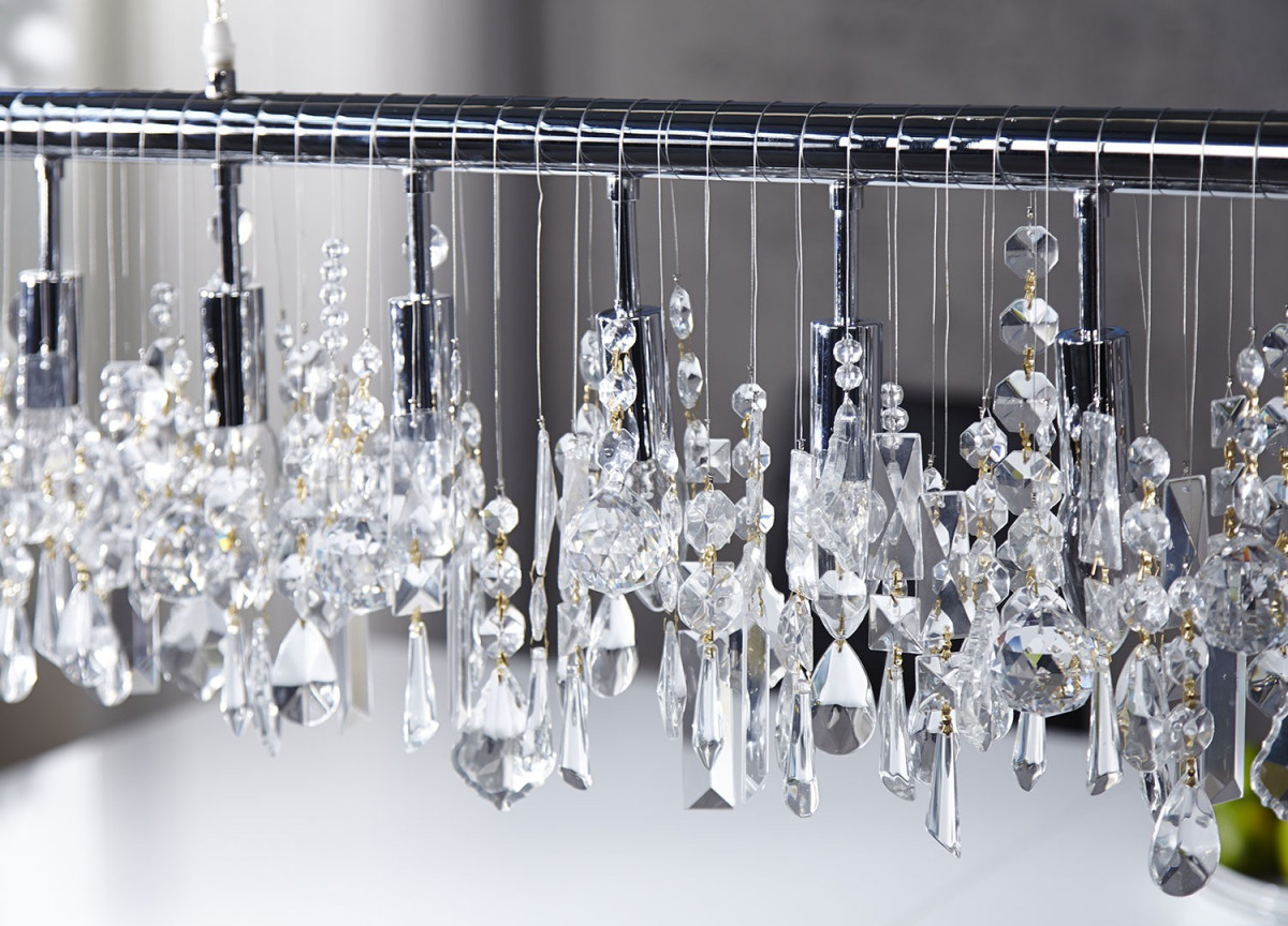Luminaire suspendu réglable - Cristal & métal chromé