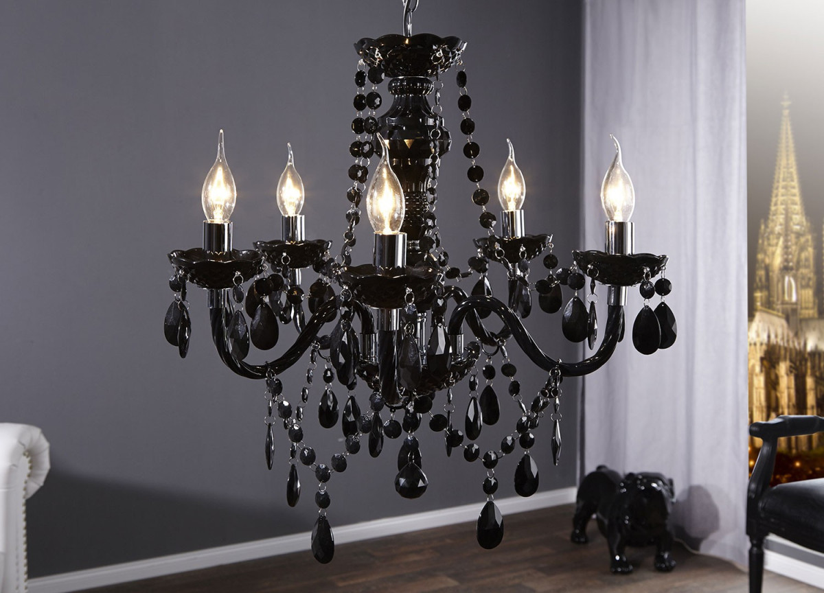 Lustre suspendu noir 5 lampes