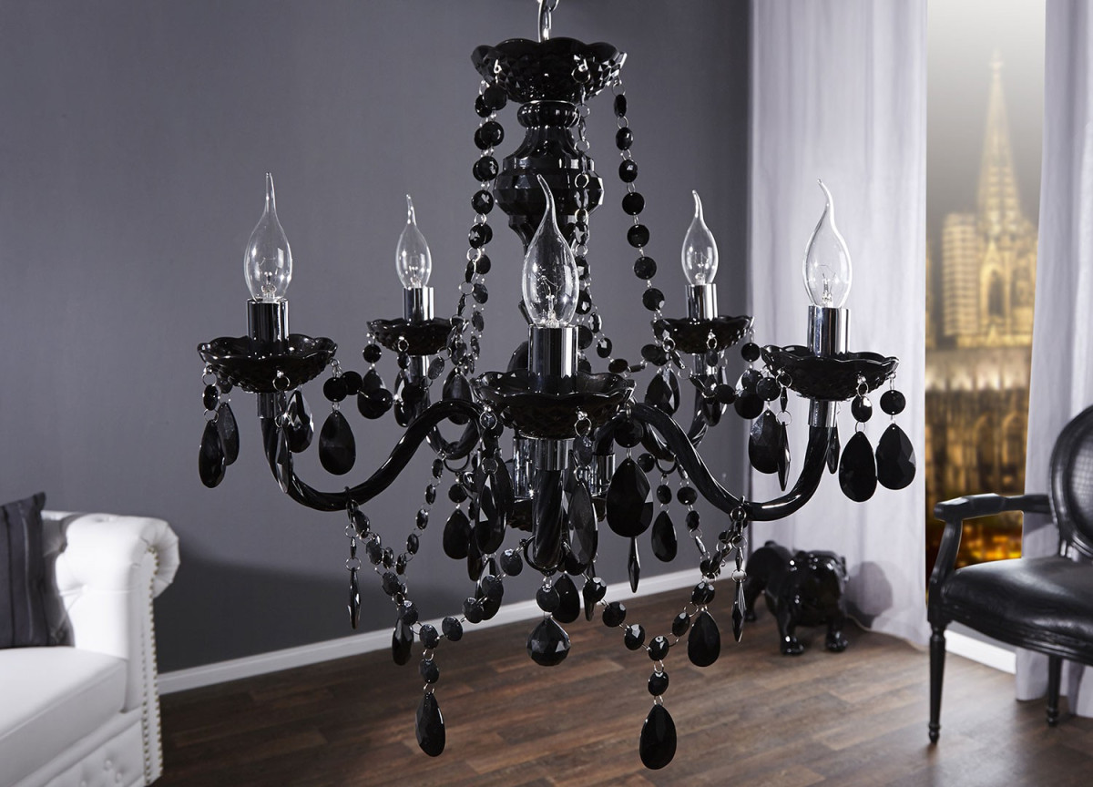 Lustre suspendu noir 5 lampes