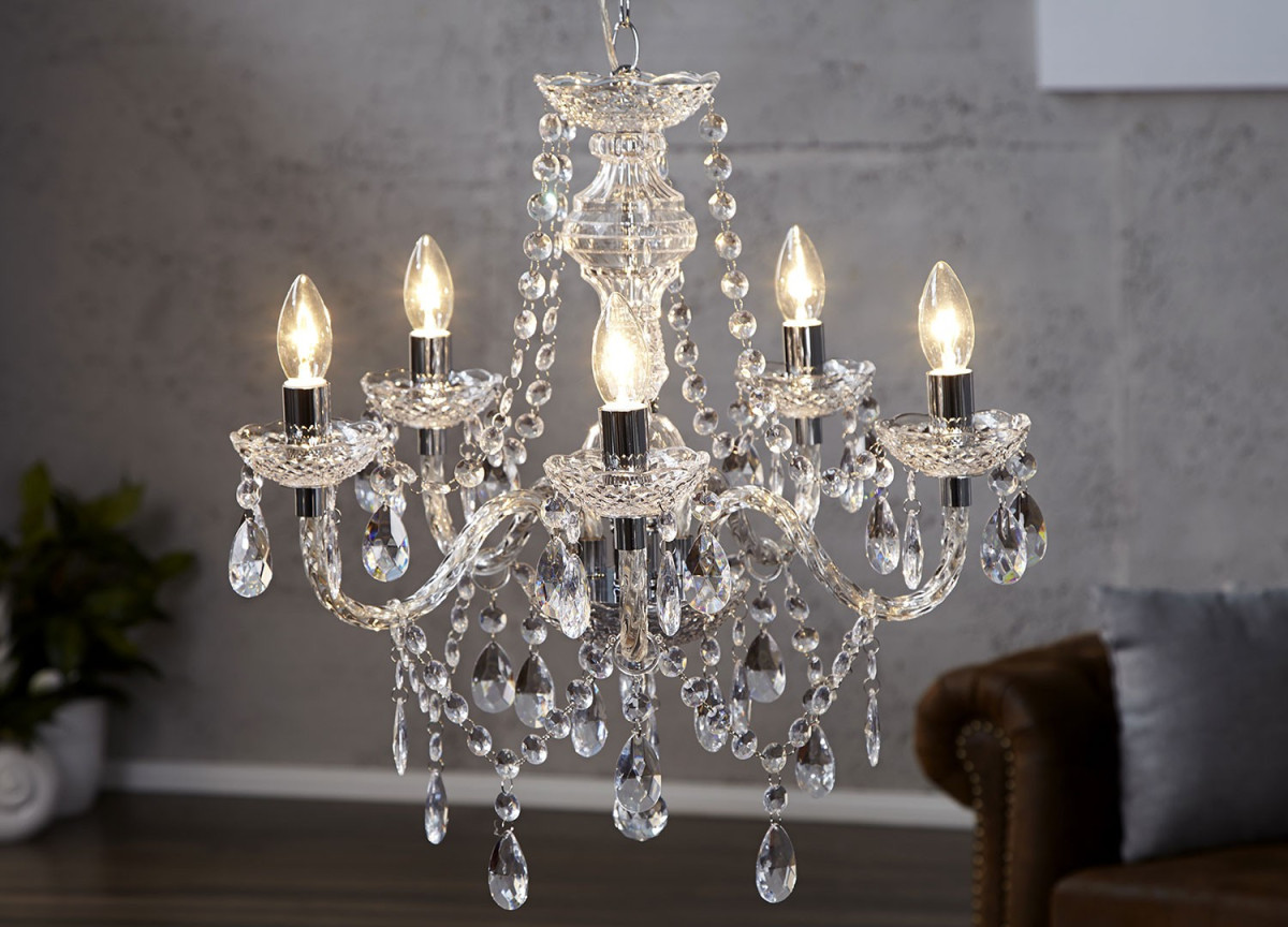 Lustre suspendu cristal 5 lampes