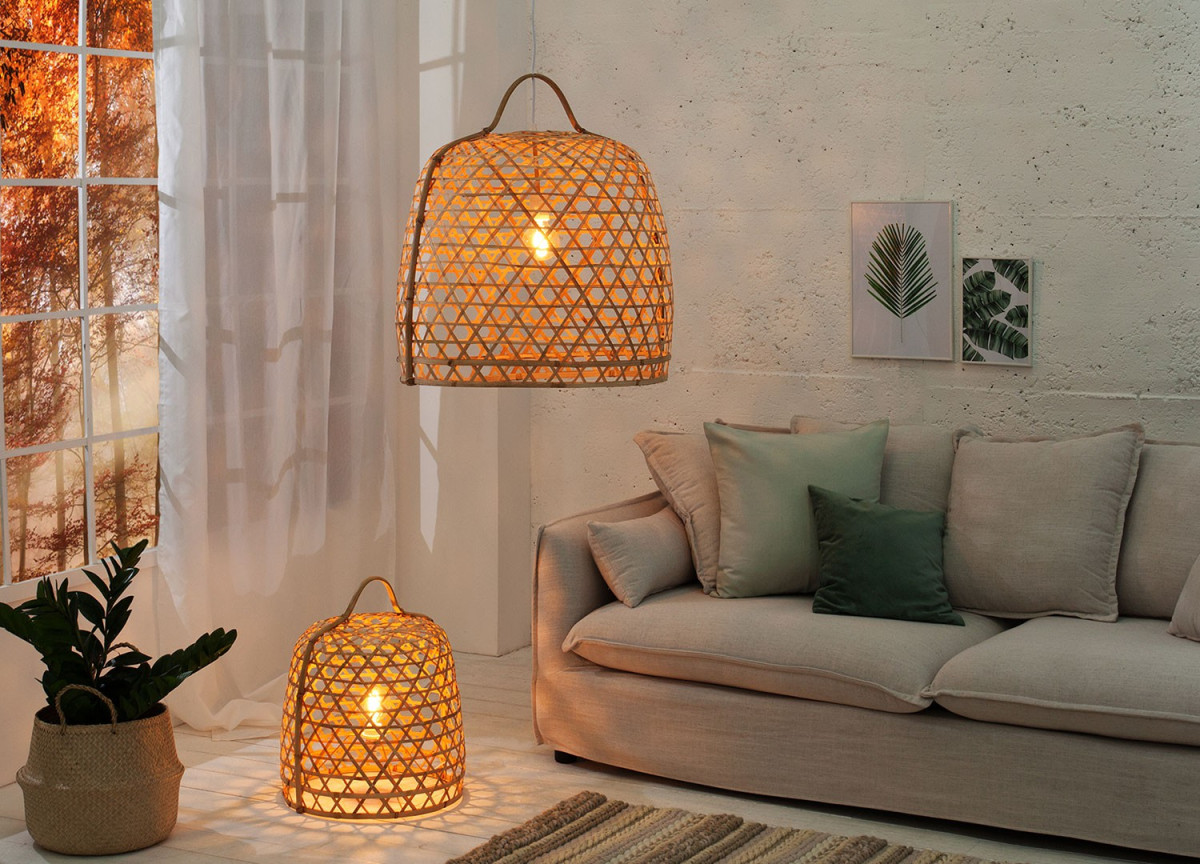 Luminaire à suspende ou à poser en bambou