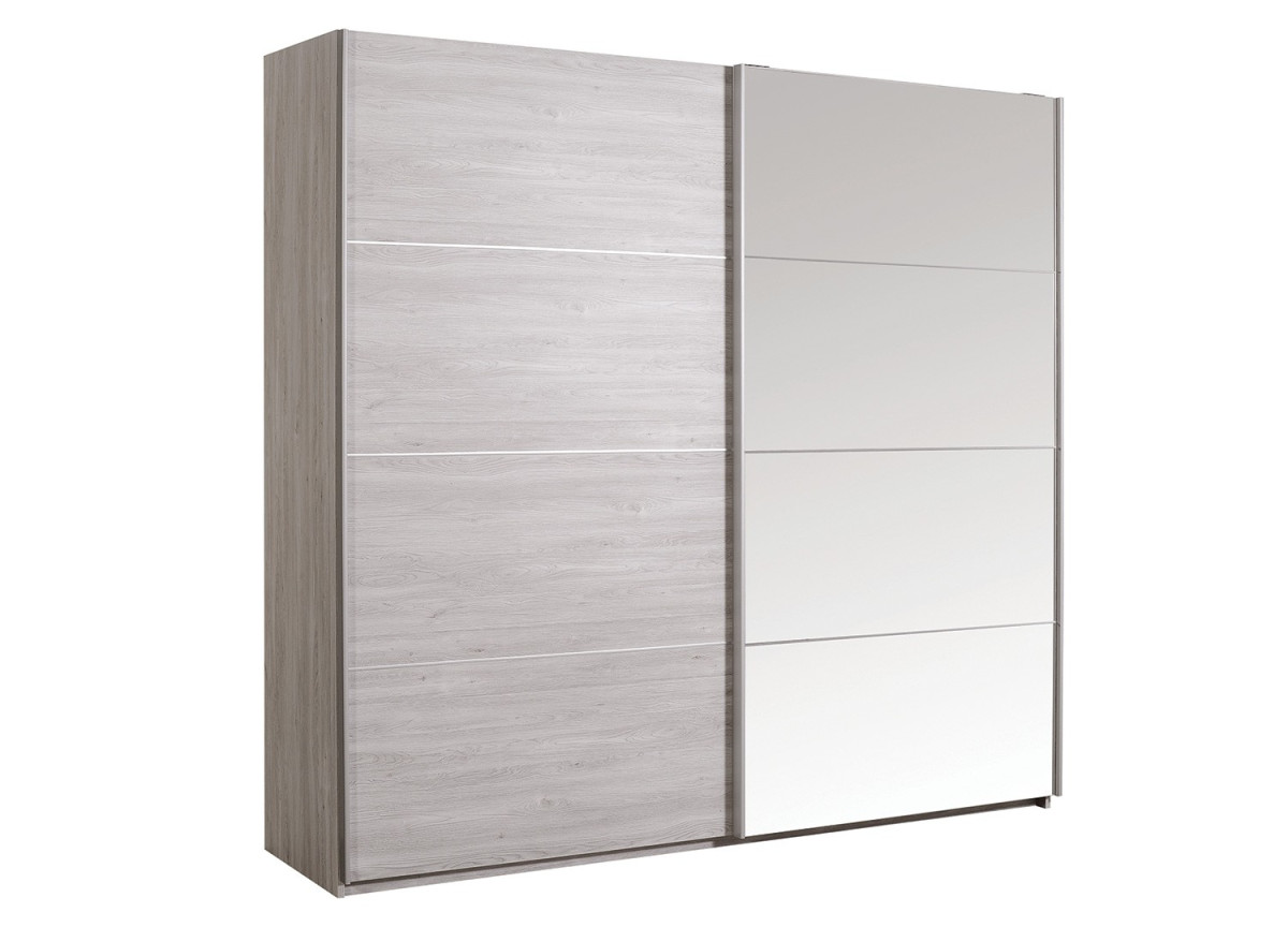 Armoire de Chambre avec Miroir 2 Portes Coulissantes