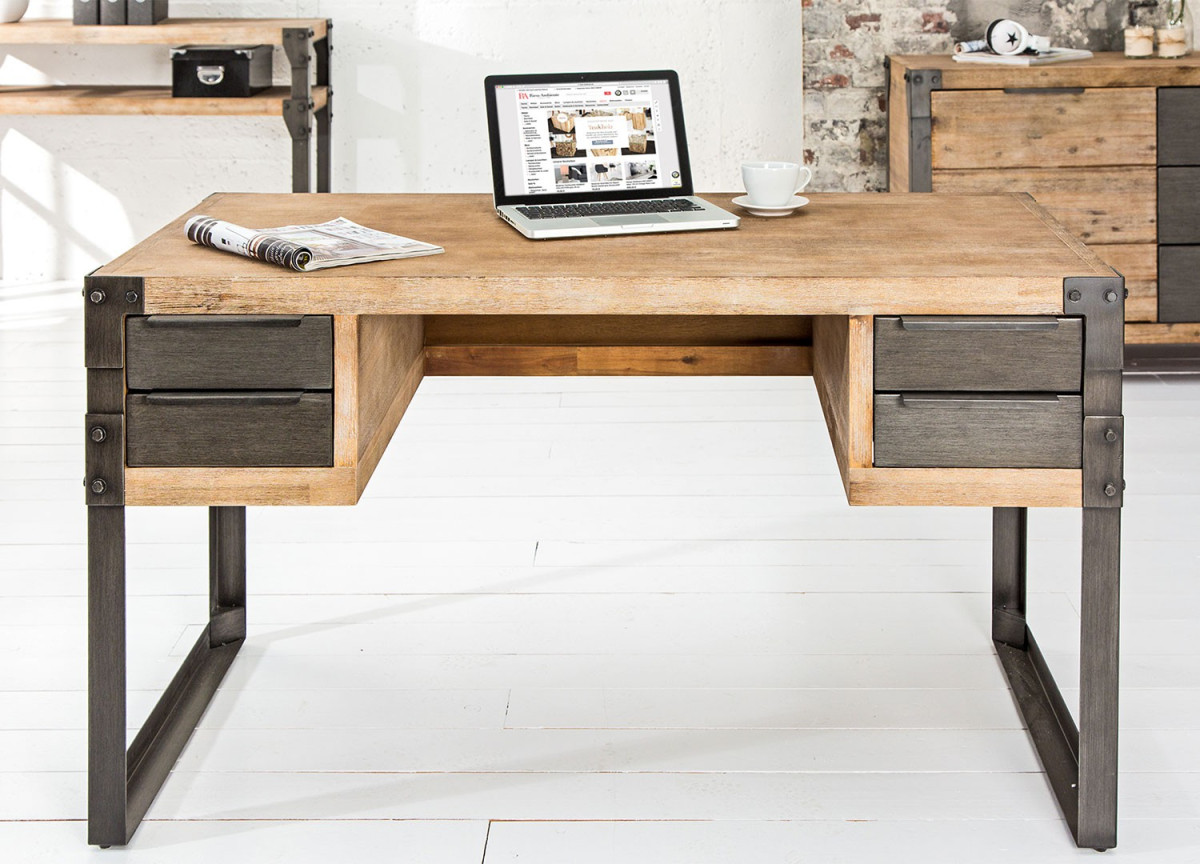 Bureau / Bois et métal / Type industriel pour bureau