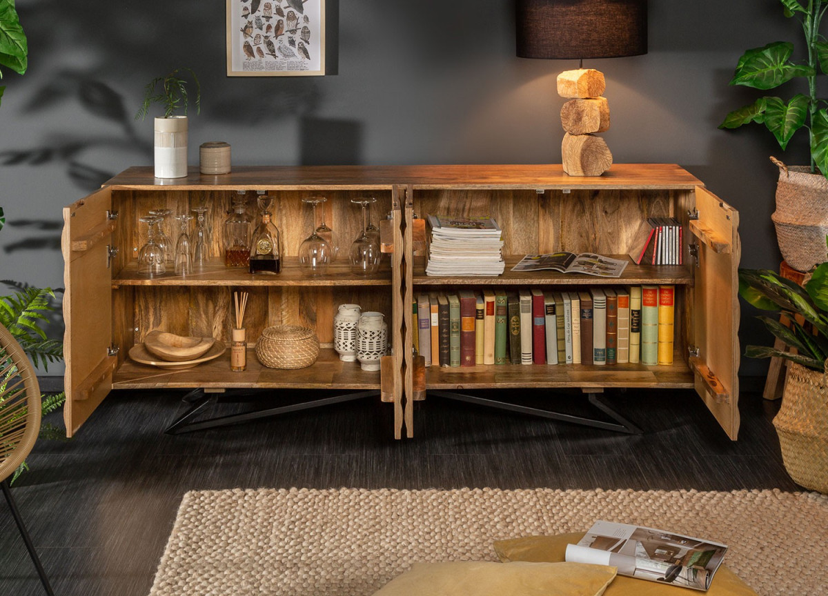 Buffet 4 portes 175 cm en bois massif