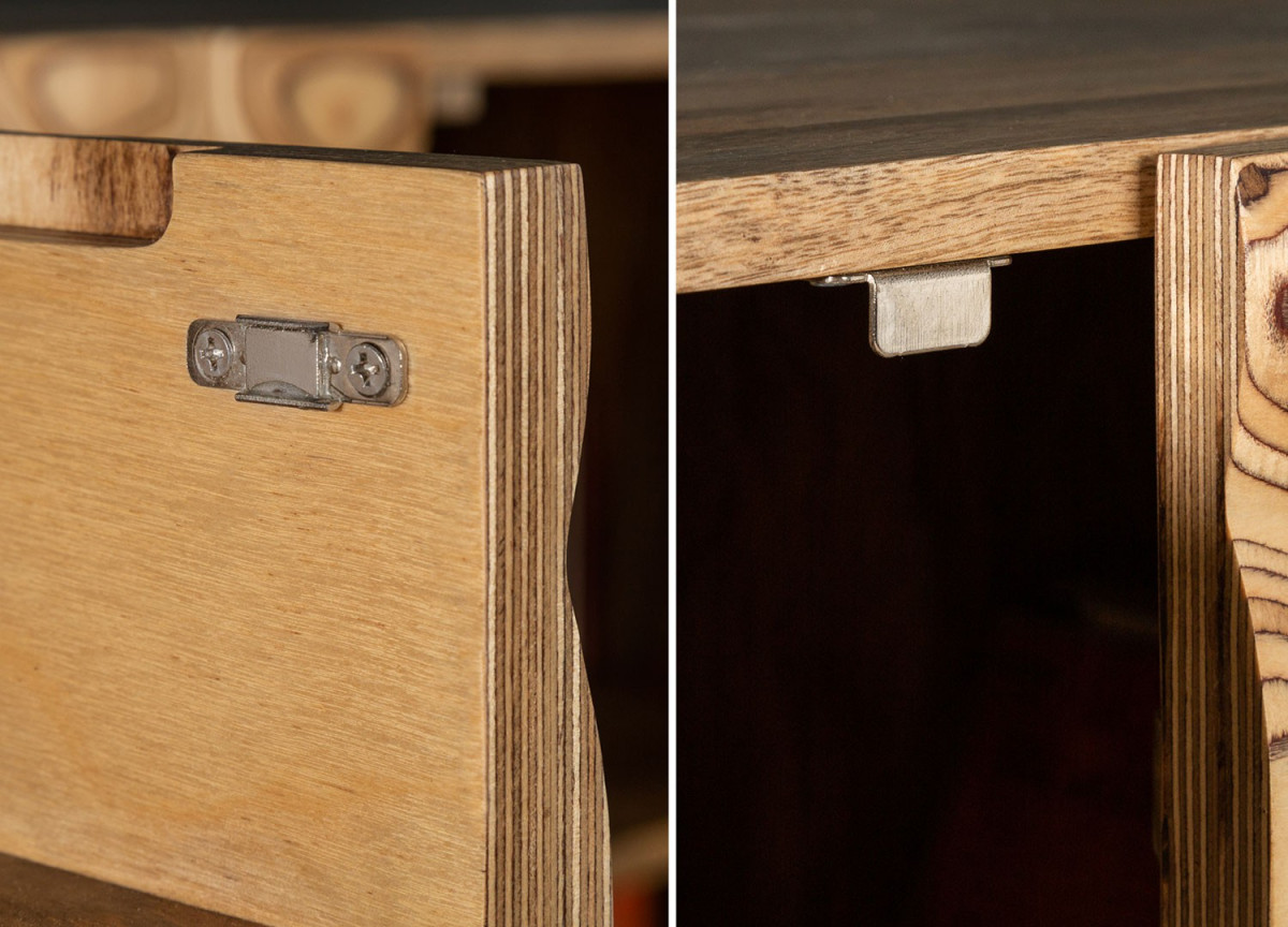 Buffet Original Abstrait en Bois Massif