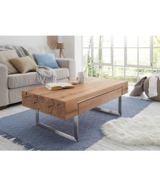 Table basse rectangulaire en bois plaqué chêne huilé