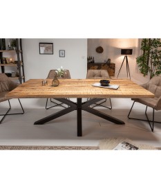 Table 200 cm en bois massif et pied métal noir design