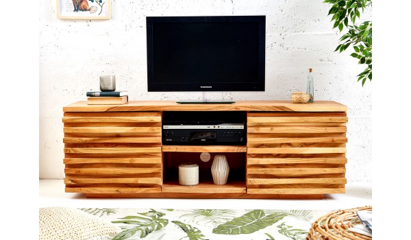 Meuble TV en bois d'acacia massif original