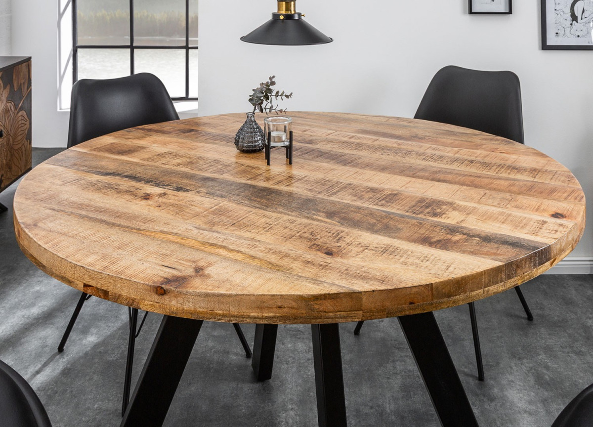 Table de Repas Ronde 120 cm Bois et Métal