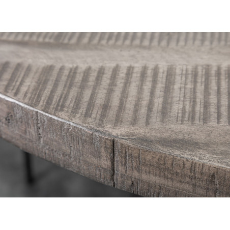 Table de Repas Ronde en Bois Grisé et Métal