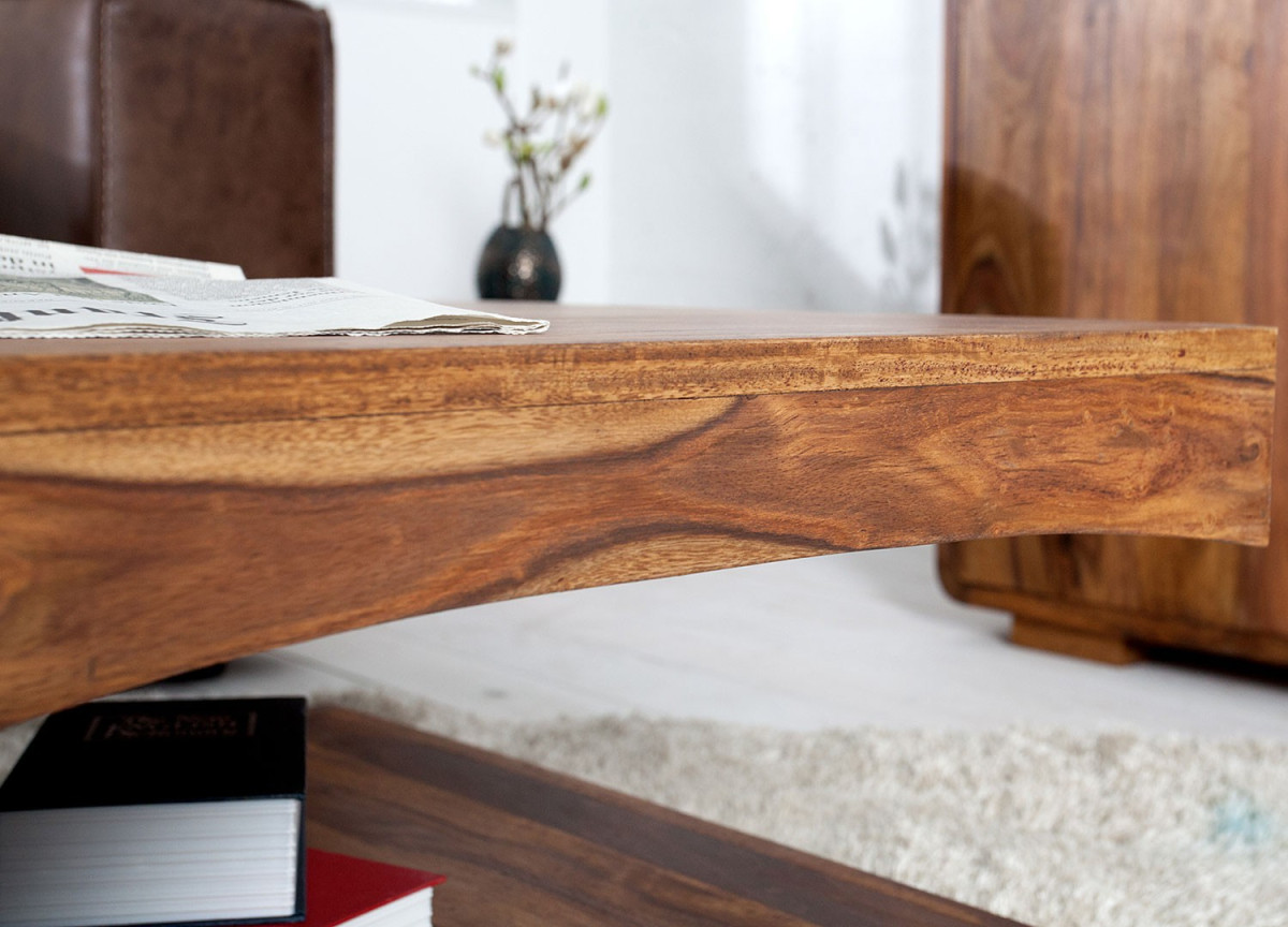 Table basse design en bois de Sesham 120 cm