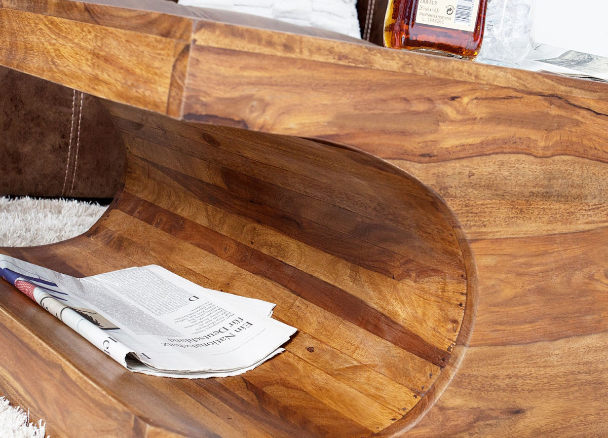Table basse design en bois de Sesham 120 cm