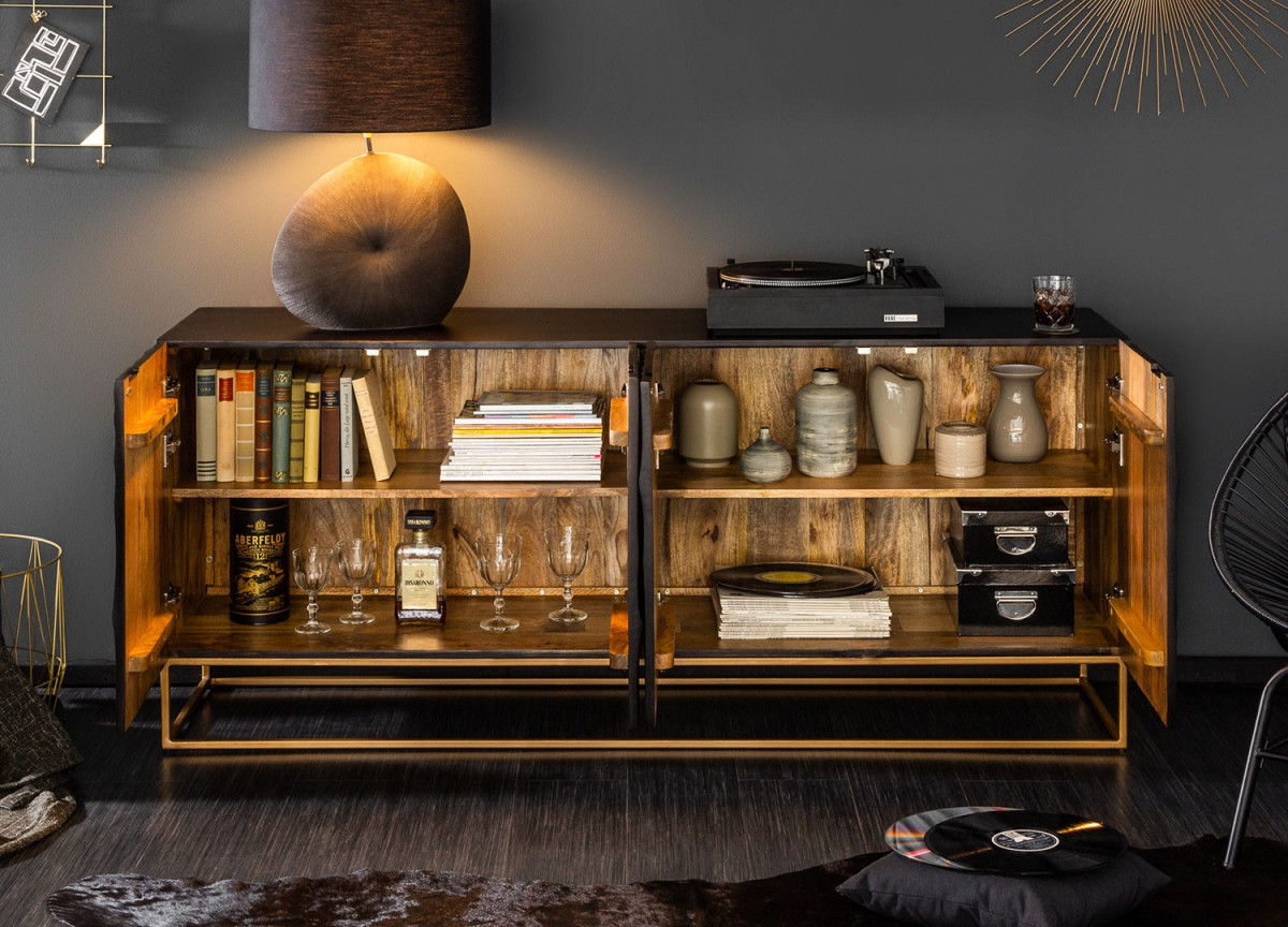 Buffet contemporain en bois massif - 4 portes