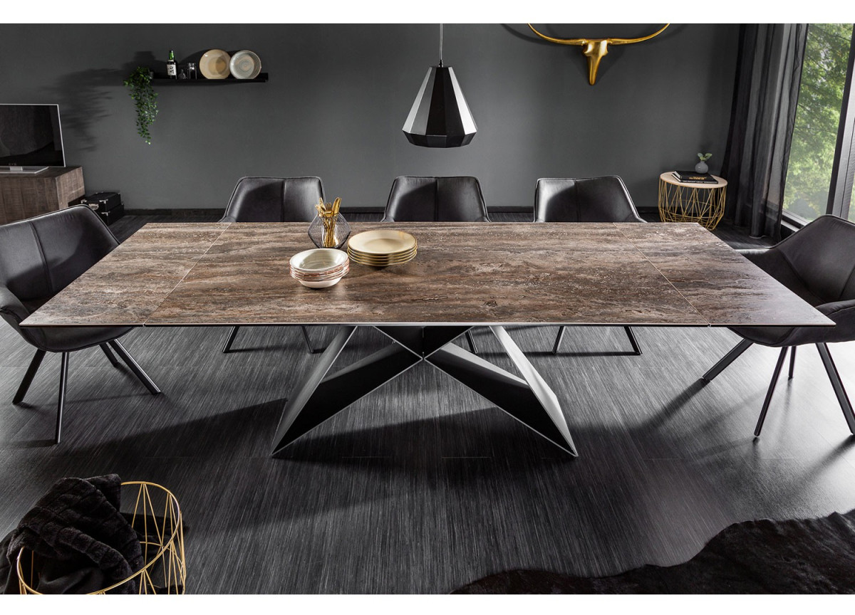 Table contemporaine en céramique - Pied métal noir design