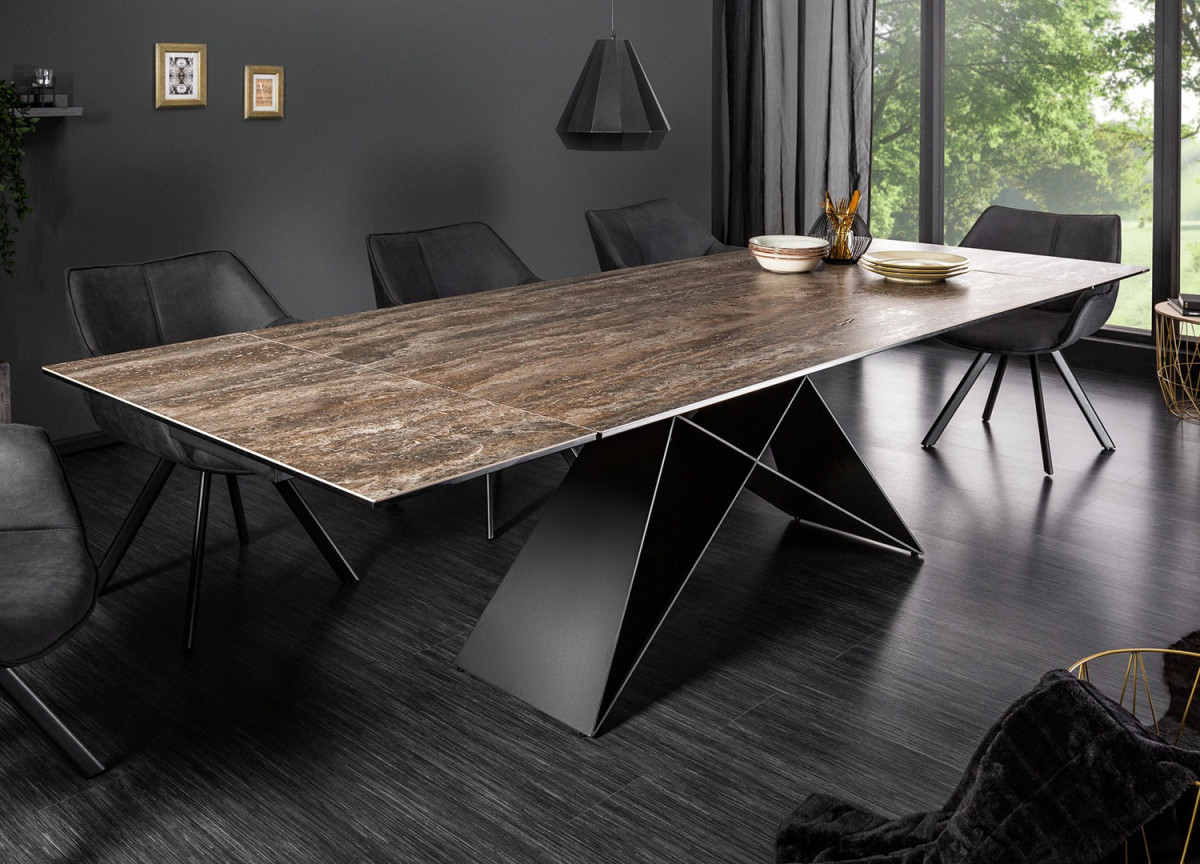 Table contemporaine en céramique - Pied métal noir design