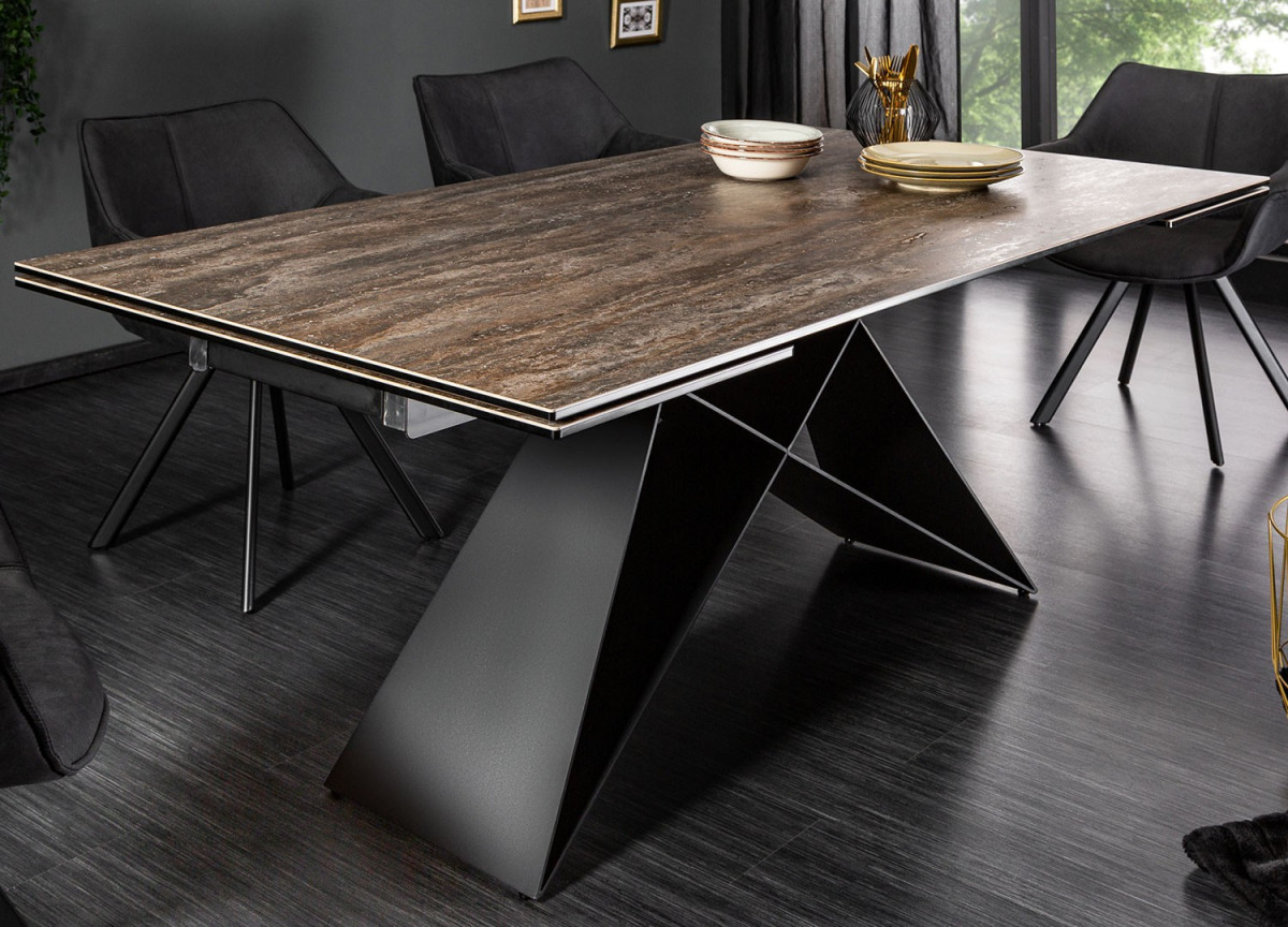 Table contemporaine en céramique - Pied métal noir design