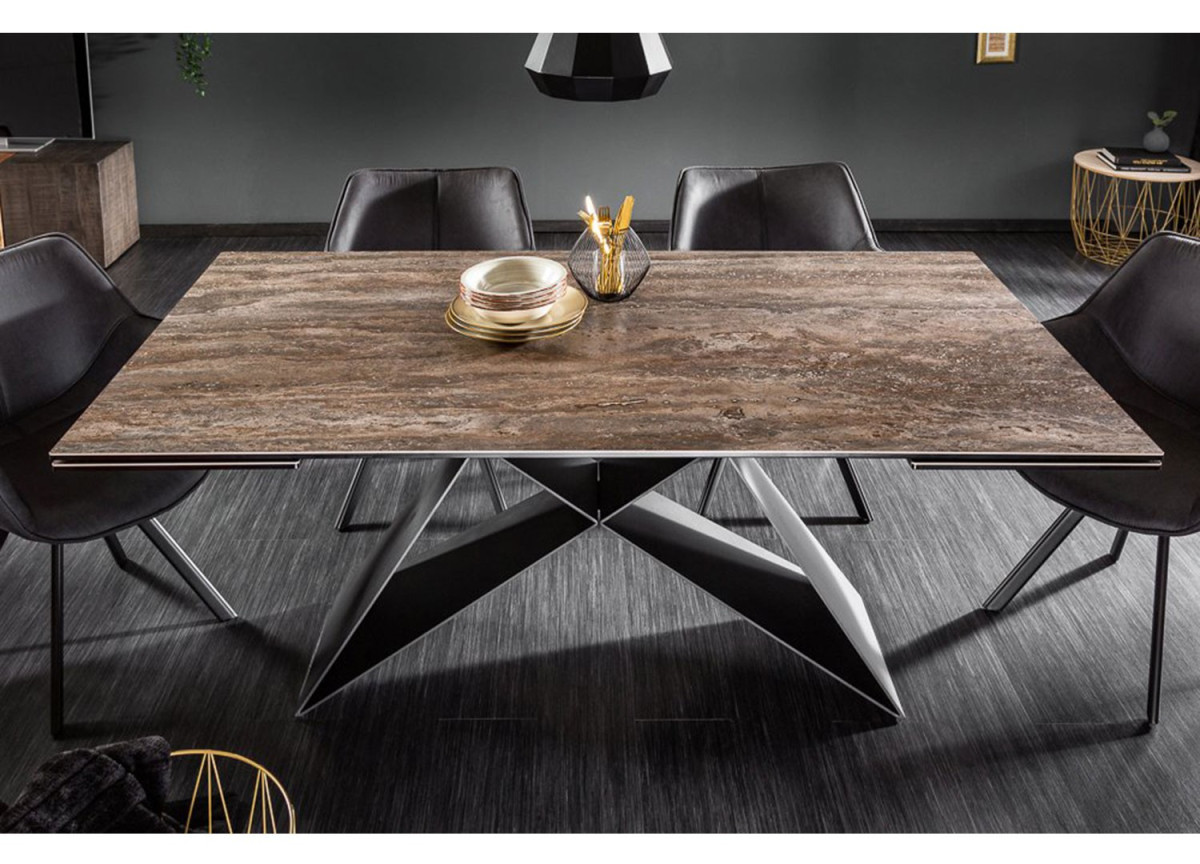 Table contemporaine en céramique - Pied métal noir design