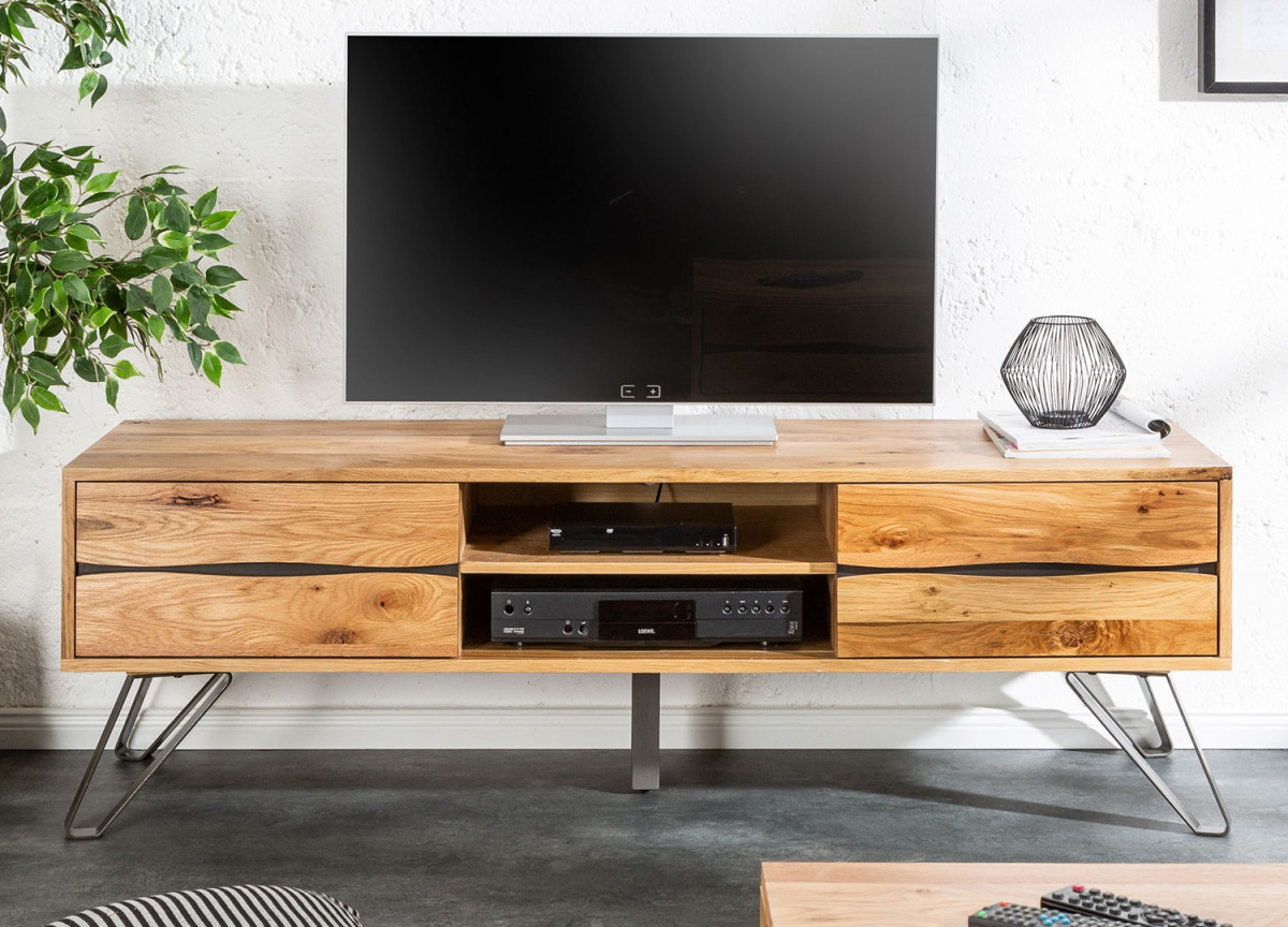 Meuble TV en bois et métal industriel 160 cm