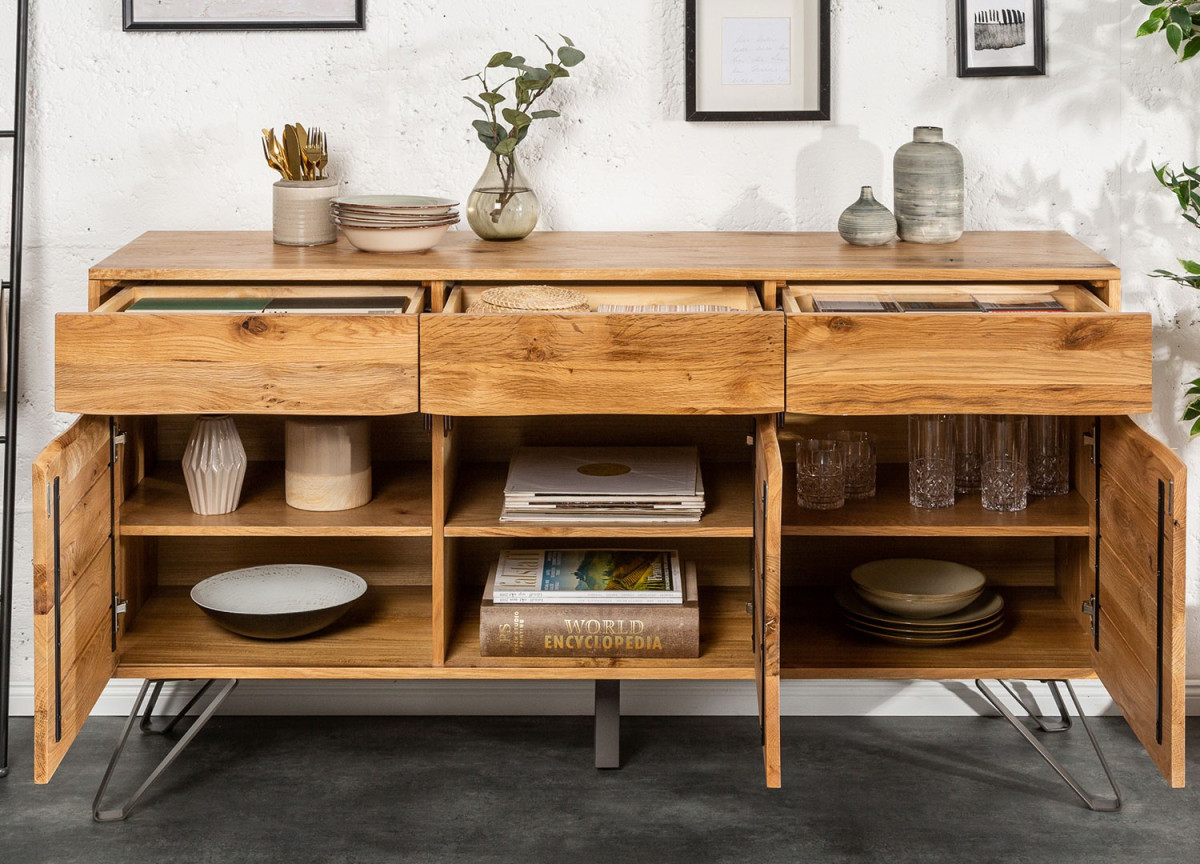 Buffet en bois et métal industriel