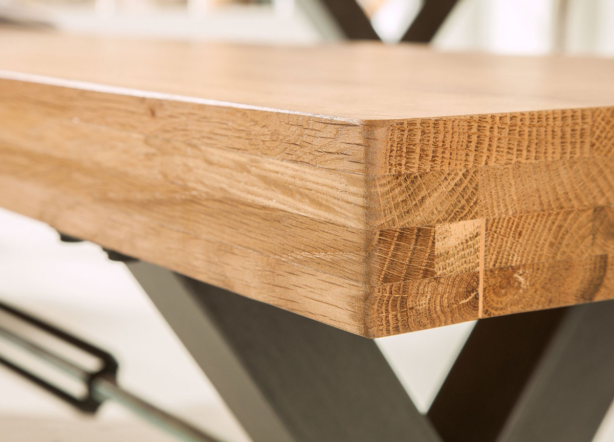 Banc de Table en Chêne et Métal Esprit Loft