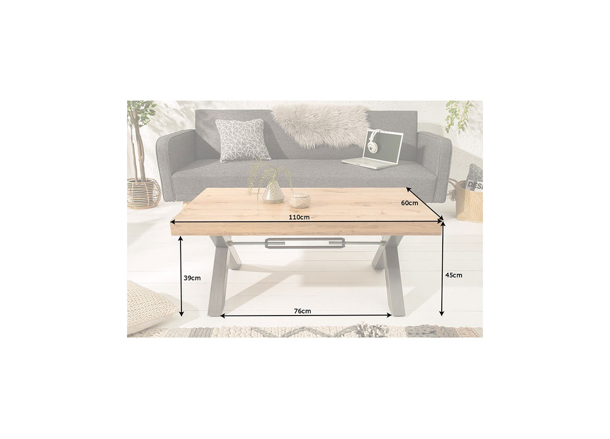 Table Basse - Bois et Métal Industriel 110 cm